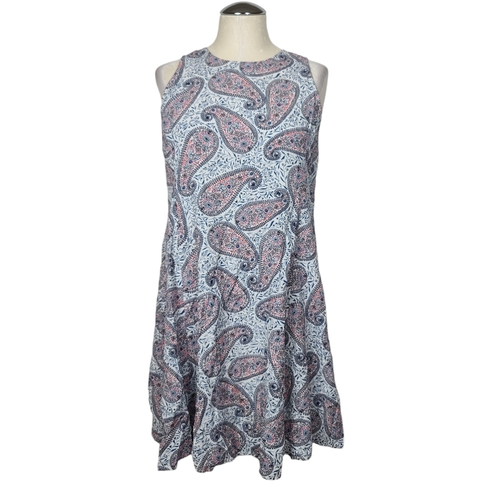 Old Navy Paisley Blue White Print Crewneck Sleeveless Mini Dress M